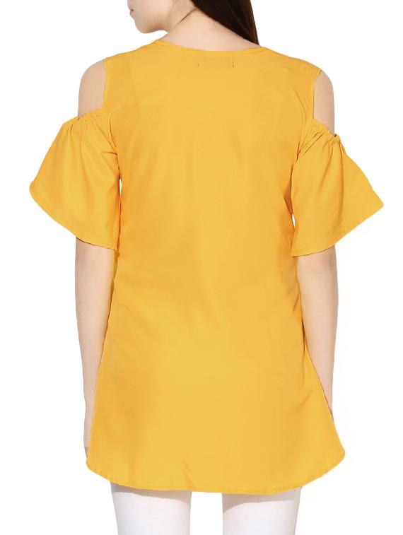 yellow crepe asymmetric top - 14391172 - Zoom Image - 3