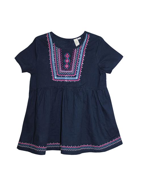 navy blue cotton frock - 14391407 - Standard Image - 1