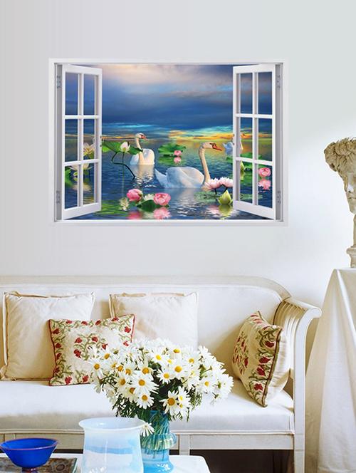 duck in water drawing 3d wall stickers - 14391430 - Standard Image - 1