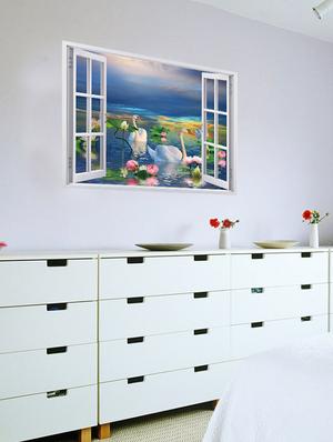 duck in water drawing 3d wall stickers - 14391430 - Standard Image - 2