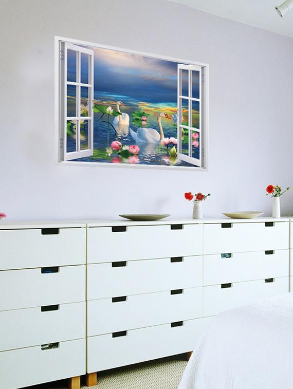 duck in water drawing 3d wall stickers - 14391430 - Zoom Image - 2