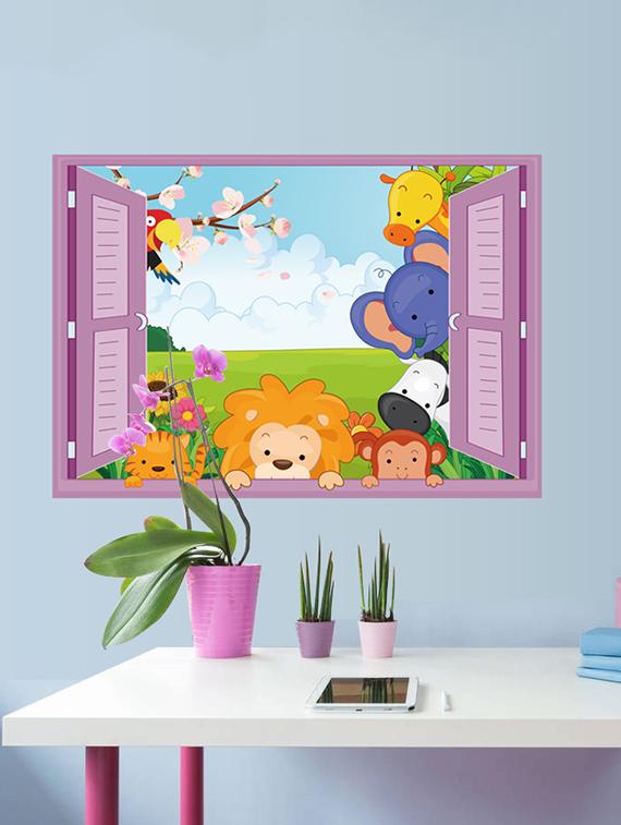 cartoon animals decals design theme wall stickers - 14391433 - Zoom Image - 1