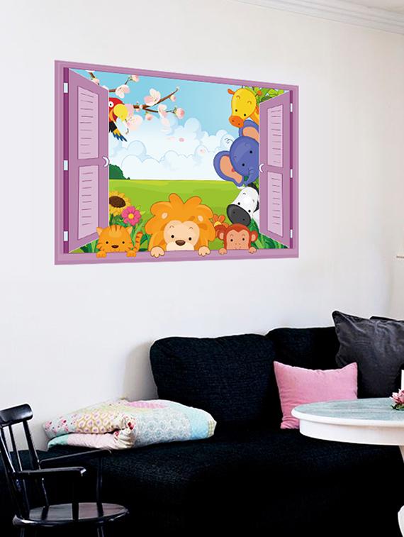 cartoon animals decals design theme wall stickers - 14391433 - Zoom Image - 4