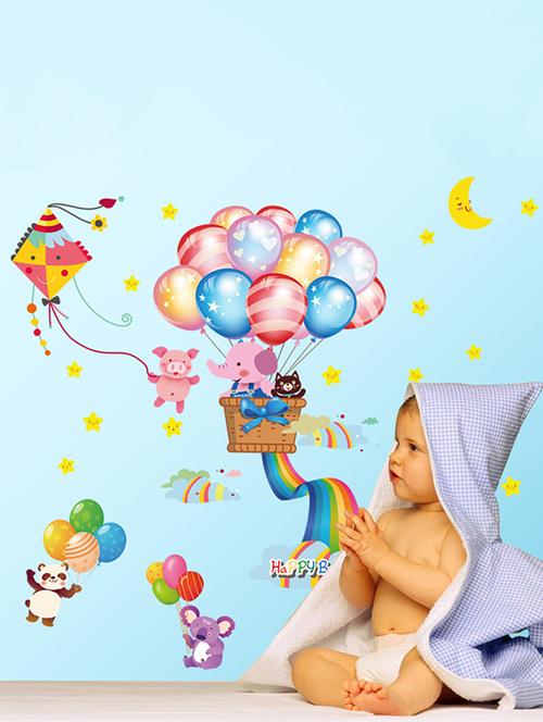 happy balloon design theme wall stickers - 14391434 - Standard Image - 1