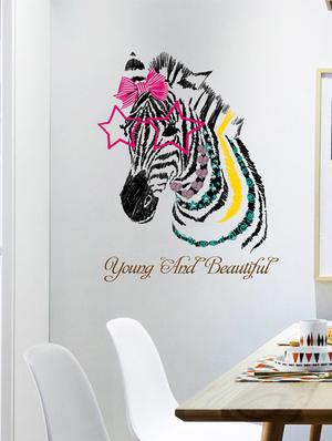 zebra young and beautiful 3d theme wall stickers - 14391439 - Standard Image - 4