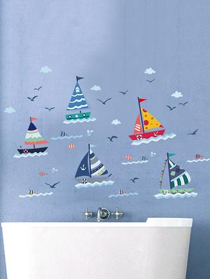 small ships in sea for chaild theme wall stickers - 14391445 - Standard Image - 2