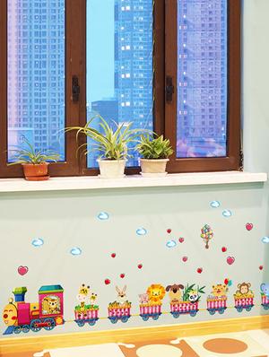 cartoon train animals decals design theme wall stickers - 14391446 - Standard Image - 3