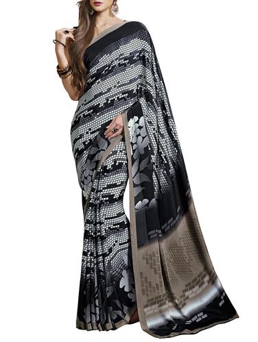 Grey printed saree with blouse - 14394034 - Very Small Image - 1