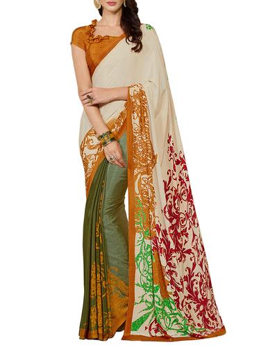 multicolored printed saree with blouse - 14394045 - Very Small Image - 1