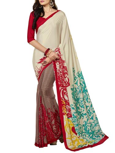 multicolored printed saree with blouse - 14394046 - Very Small Image - 1