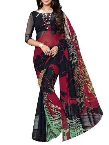 multicolored printed saree with blouse - 14394059 - Very Small Image - 1