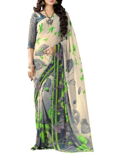 multicolored printed saree with blouse - 14394073 - Very Small Image - 1