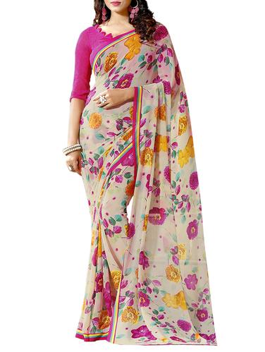 multicolored printed saree with blouse - 14394081 - Very Small Image - 1