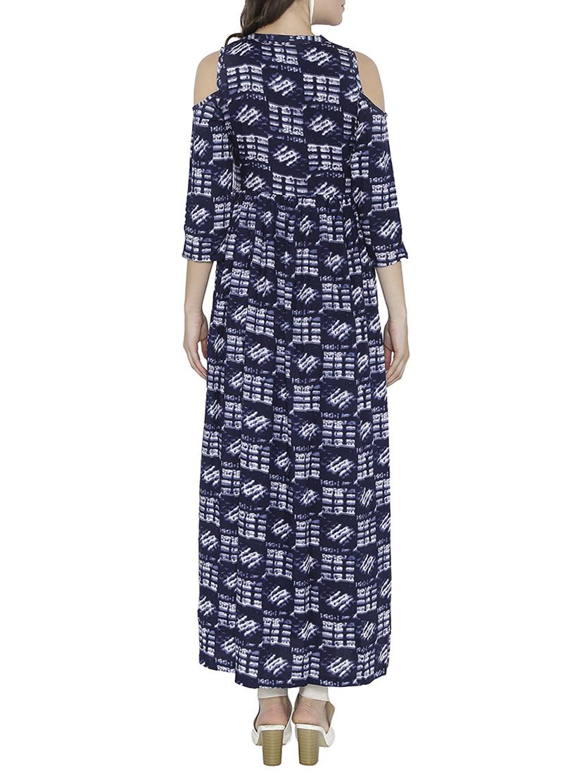 cold shoulder button detail maxi dress - 14394121 - Zoom Image - 3