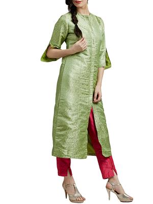 green viscose kurta pant set - 14394135 - Standard Image - 2