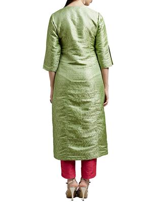 green viscose kurta pant set - 14394135 - Standard Image - 3