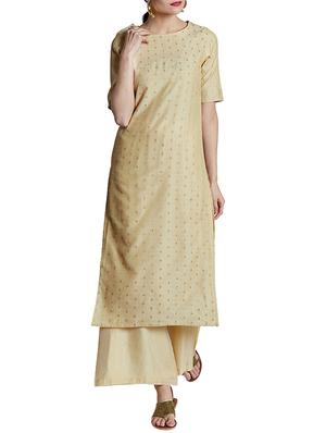 beige kurta palazzo set - 14394138 - Standard Image - 3