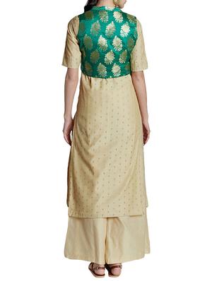 beige kurta palazzo set - 14394138 - Standard Image - 4