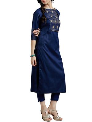 blue silk kurta pant set - 14394144 - Standard Image - 2
