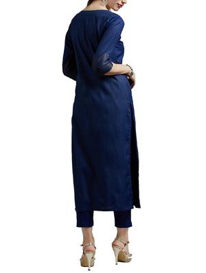 blue silk kurta pant set - 14394144 - Standard Image - 3