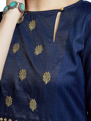 blue silk kurta pant set - 14394144 - Standard Image - 4