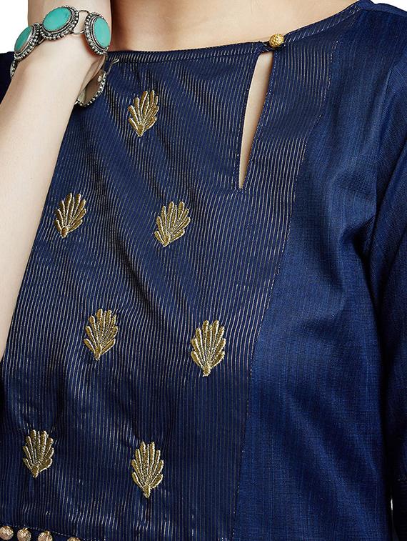 blue silk kurta pant set - 14394144 - Zoom Image - 4