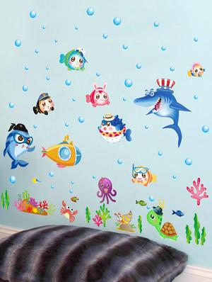 cortina fish in bathroom theme wall stickers - 14394707 - Standard Image - 2