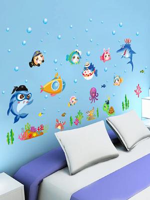 cortina fish in bathroom theme wall stickers - 14394707 - Standard Image - 3