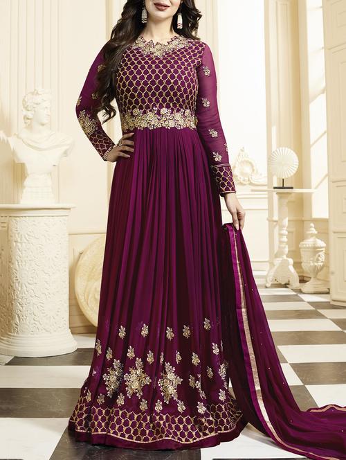 purple flared semi-stitched suit - 14394889 - Standard Image - 1