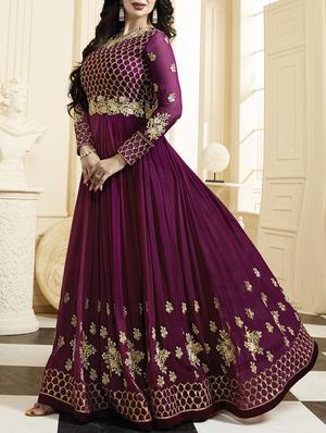 purple flared semi-stitched suit - 14394889 - Standard Image - 2