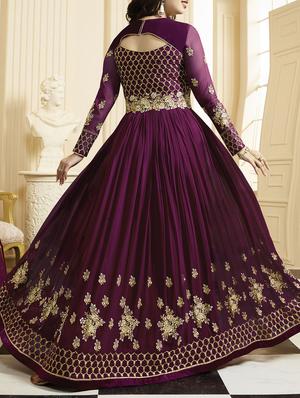 purple flared semi-stitched suit - 14394889 - Standard Image - 3
