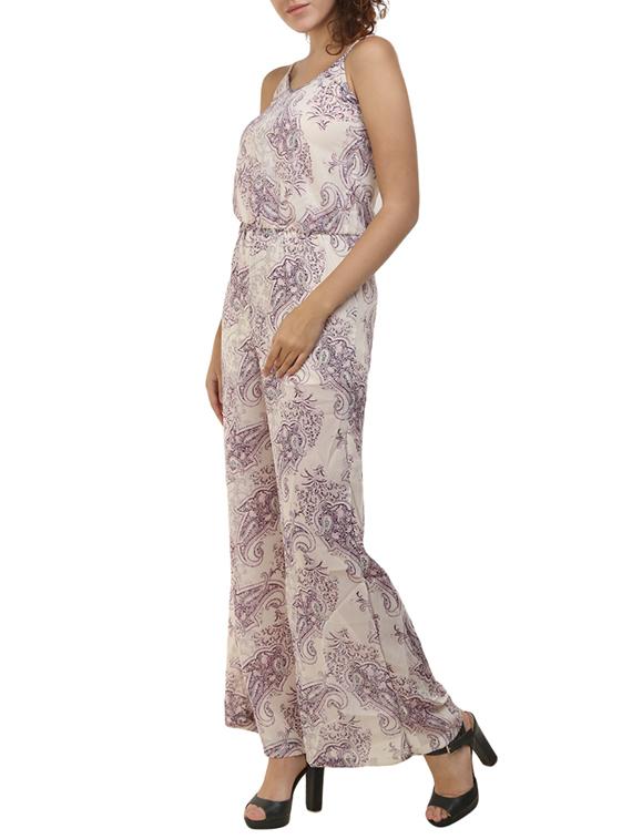 beige printed full leg jumpsuit - 14395024 - Zoom Image - 2