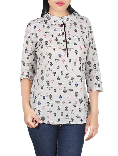white printed casual tunic - 14396483 - Standard Image - 1