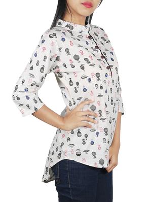 white printed casual tunic - 14396483 - Standard Image - 2