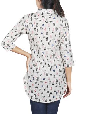 white printed casual tunic - 14396483 - Standard Image - 3