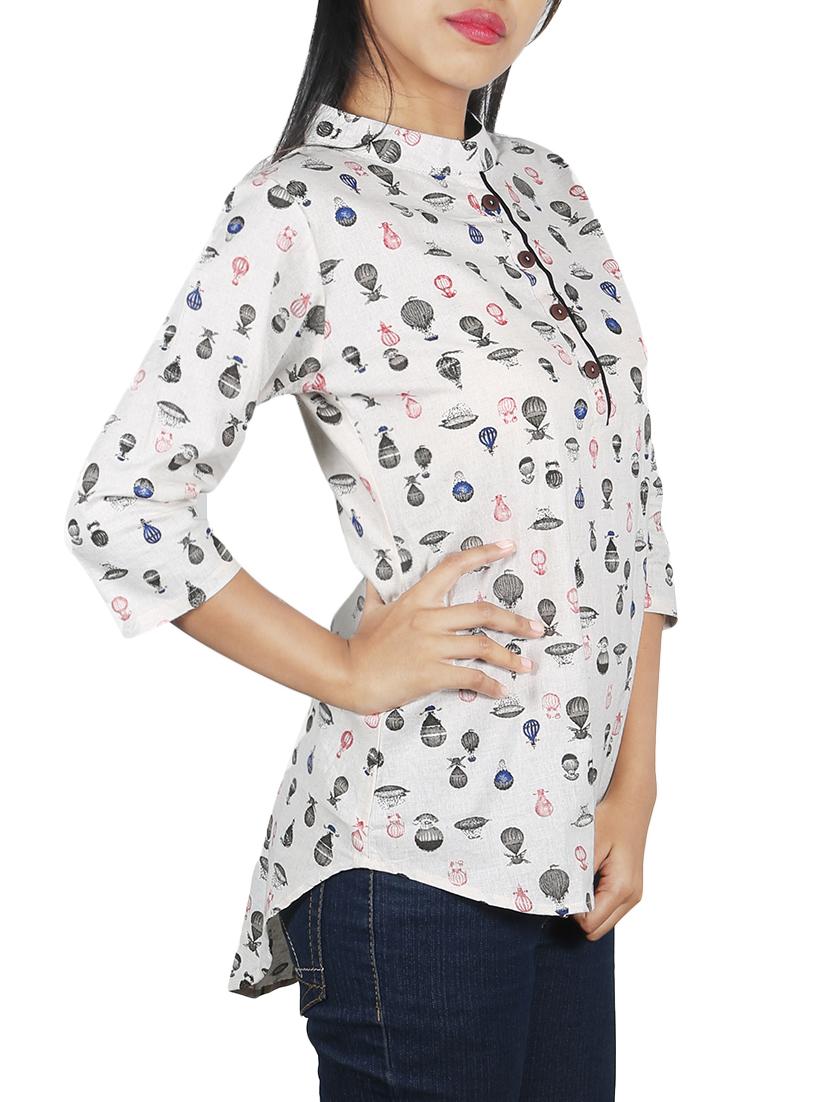 white printed casual tunic - 14396483 - Zoom Image - 2