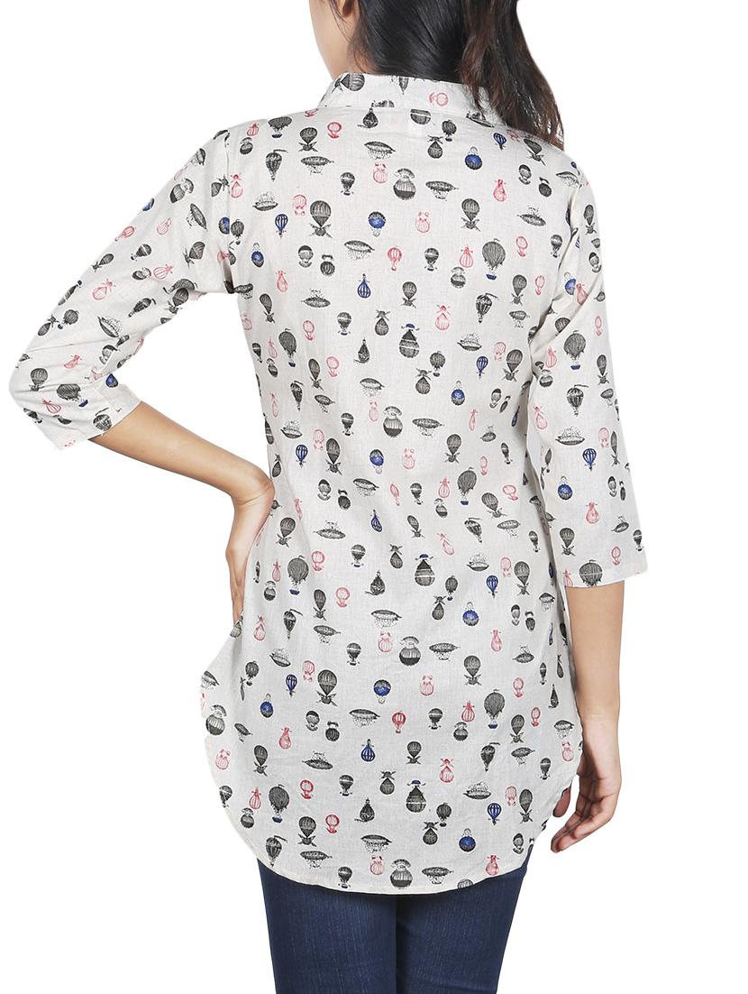 white printed casual tunic - 14396483 - Zoom Image - 3