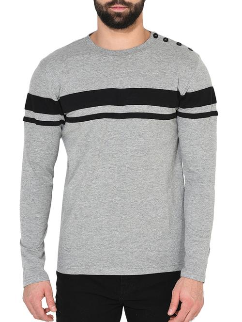 grey cotton striped tshirt - 14397070 -  Standard Image - 0