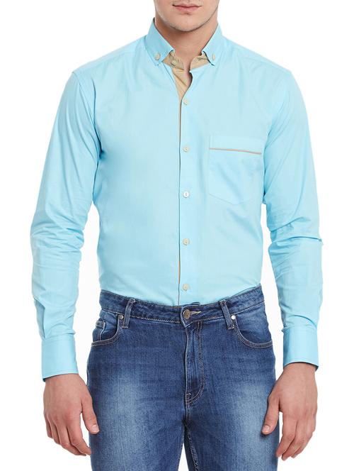 light blue solid casual shirt - 14397233 - Standard Image - 1
