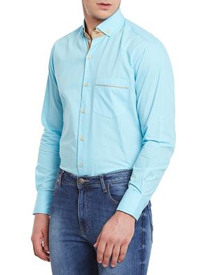 light blue solid casual shirt - 14397233 - Standard Image - 2