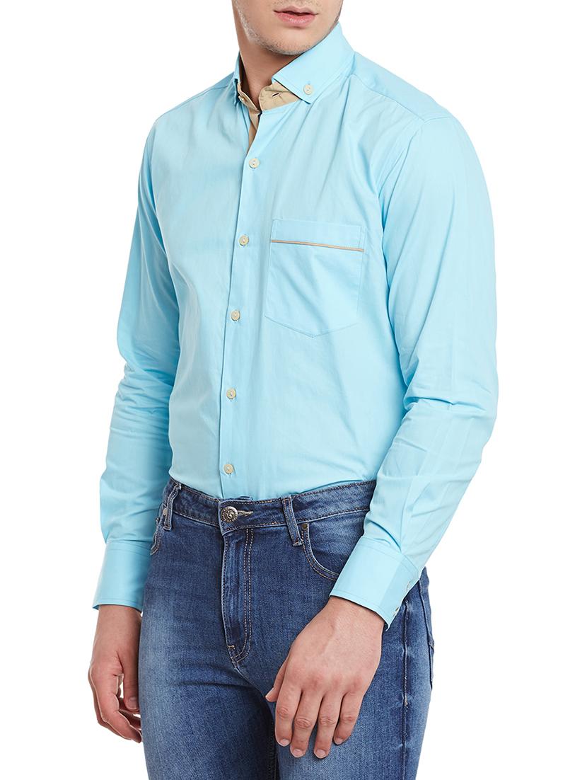 light blue solid casual shirt - 14397233 - Zoom Image - 2