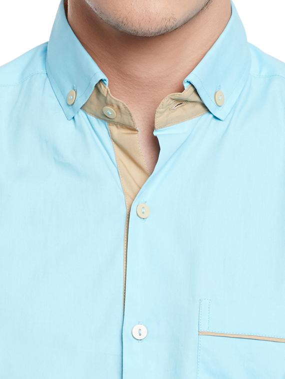 light blue solid casual shirt - 14397233 - Zoom Image - 4