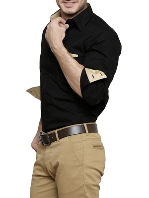 black solid casual shirt - 14397242 - Standard Image - 2