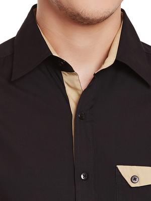 black solid casual shirt - 14397242 - Standard Image - 4