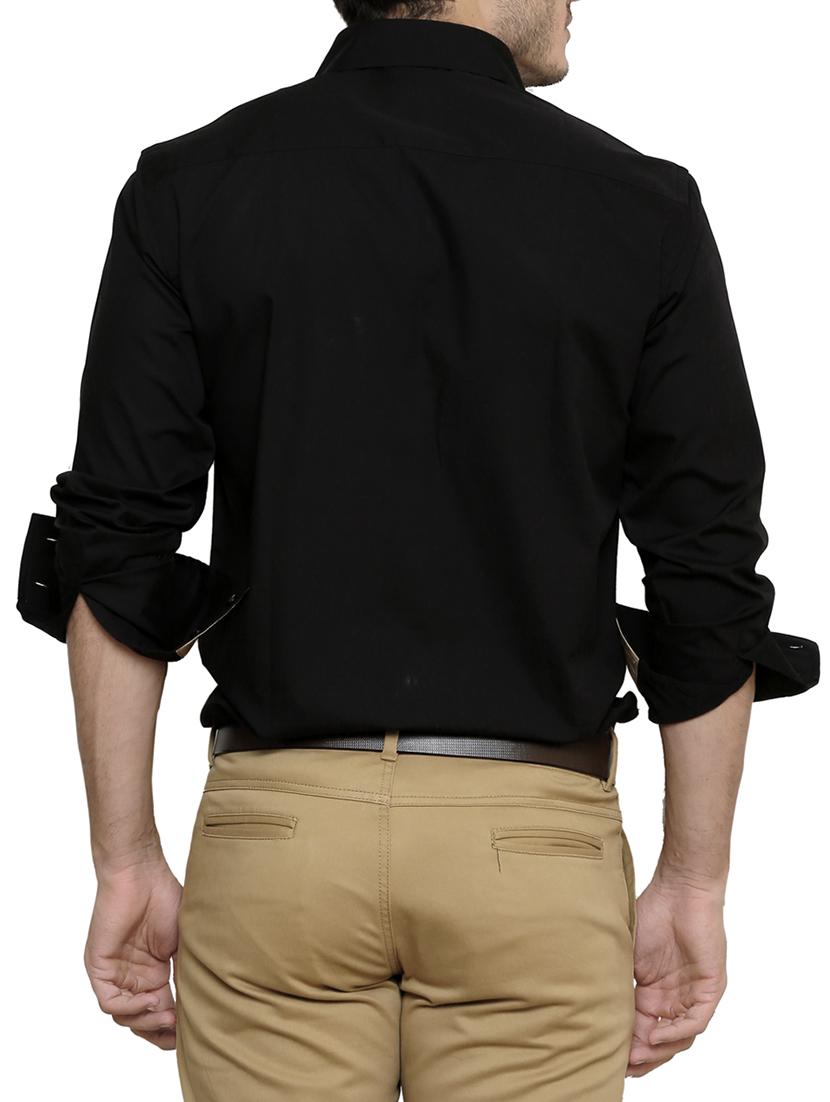 black solid casual shirt - 14397242 - Zoom Image - 3