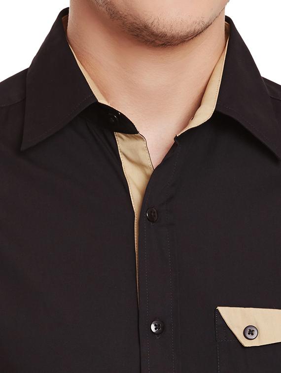 black solid casual shirt - 14397242 - Zoom Image - 4
