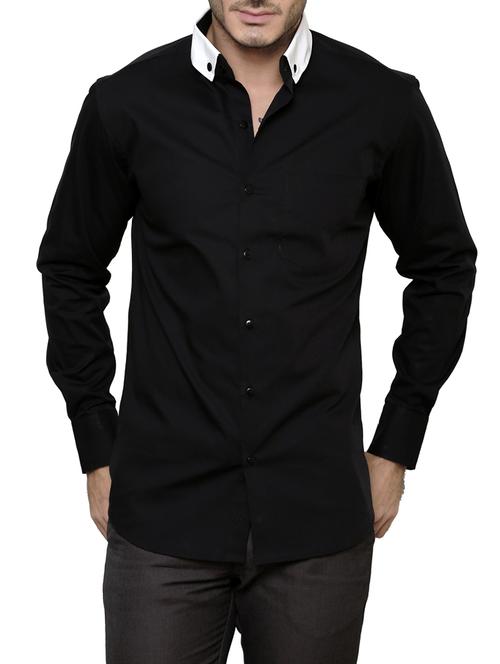 black cotton formal shirt - 14397244 - Standard Image - 1
