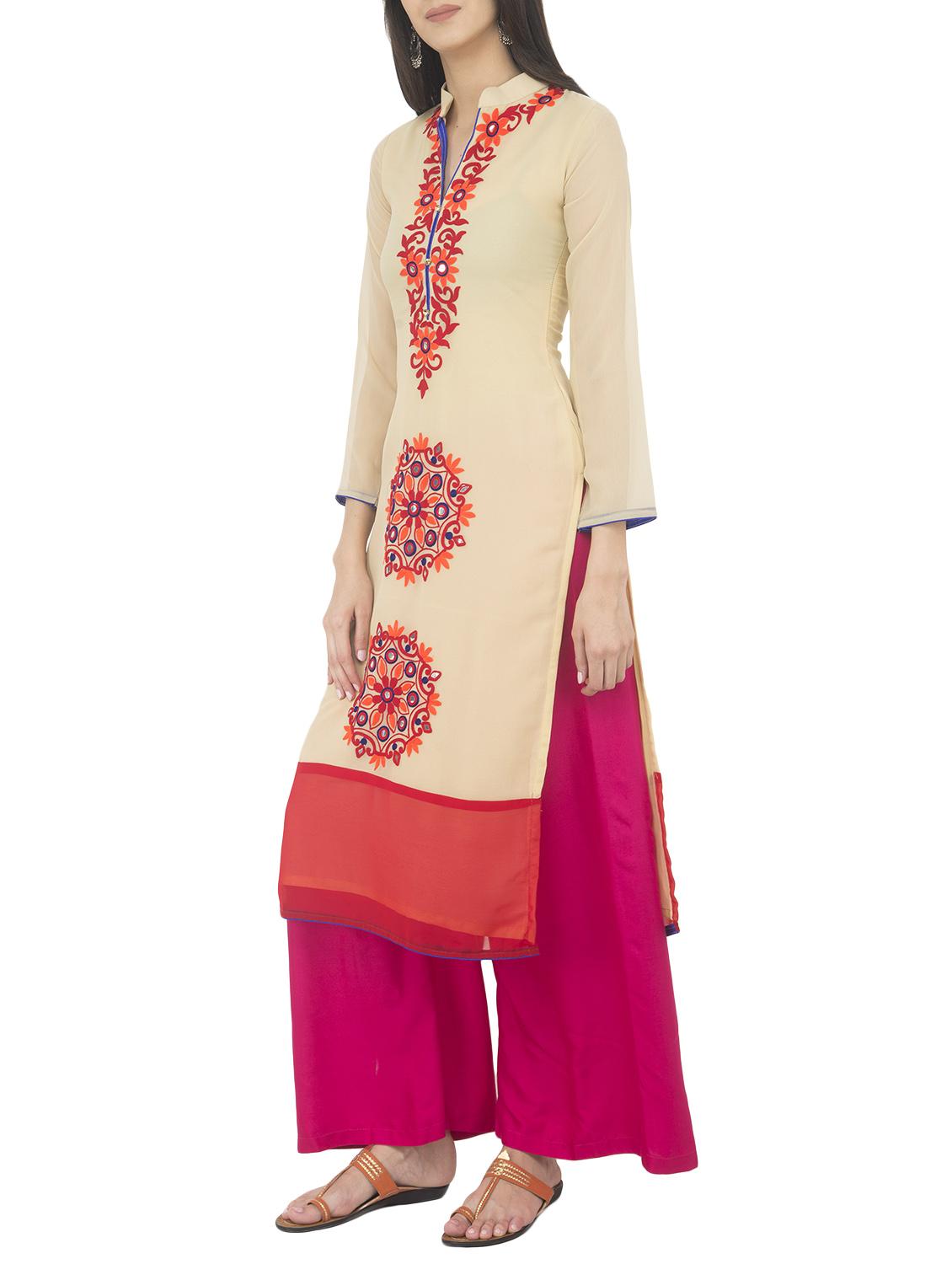 mirror work straight kurta - 14397462 - Zoom Image - 2