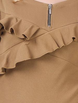 frill detail solid bodycon dress - 14397871 - Standard Image - 5