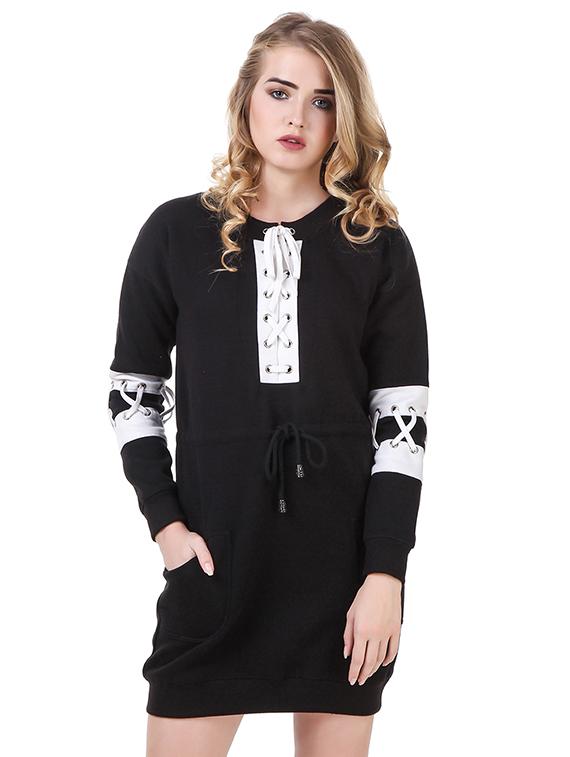 black fleece shift dress - 14397872 - Zoom Image - 1